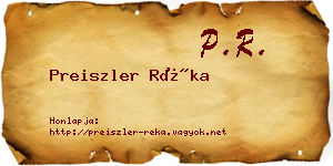 Preiszler Réka névjegykártya